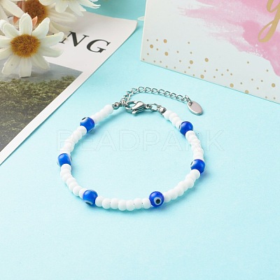 Round Glass Beaded Bracelet BJEW-JB06484-1