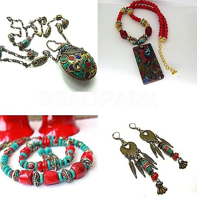 50PCS Mixed Antique Golden Handmade Tibetan Style Beads TIBEB-PH0003-01-WH-1