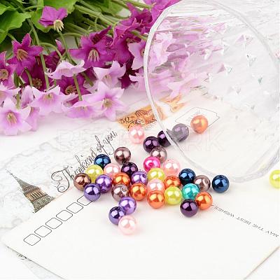 Mixed Color Imitation Pearl Acrylic Mardi Gras Round Beads X-PACR-8D-M-1