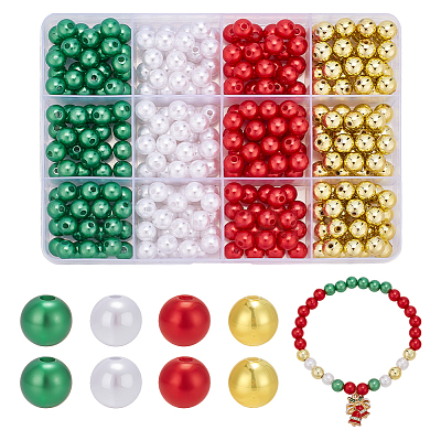 320pcs 2 Styles Imitation Pearl & Plating Acrylic Beads OACR-AR0001-32A-1