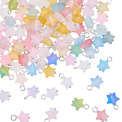 100Pcs Star Frosted Acrylic Gold Foil Charms PALLOY-BM00026-1