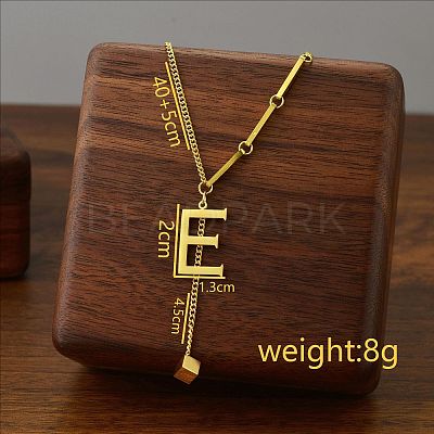 304 Stainless Steel Initial Pendant with Dice Tassel Necklaces FS-WGD823D-05-1