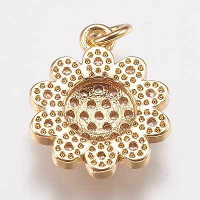 Brass Micro Pave Cubic Zirconia Charms ZIRC-E147-34G-1