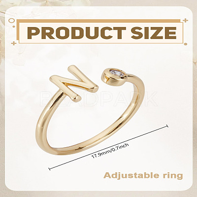 1Pc Brass Micro Pave Clear Cubic Zirconia Open Cuff Rings for Women RJEW-LP0002-37N-1