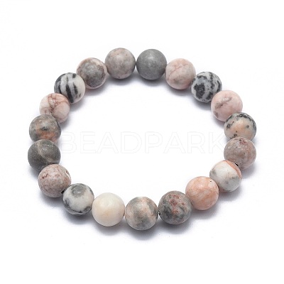 Natural Zebra Jasper Bead Stretch Bracelets BJEW-K212-B-035-1