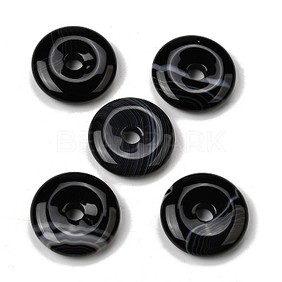 Natural Black Banded Agate(Dyed & Heated) Pendants G-F820-13A-04-1