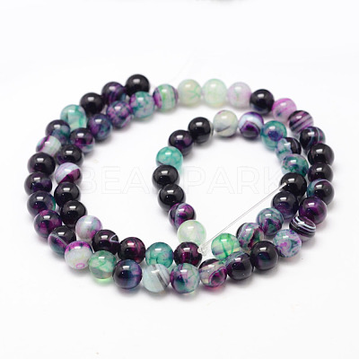 Natural Striped Agate/Banded Agate Bead Strands X-G-K155-A-6mm-10-1
