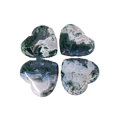 Natural Moss Agate Healing Heart Figurines PW-WG85358-01-1