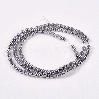 Electroplate Non-magnetic Synthetic Hematite Beads Strands G-J169A-3mm-02-1
