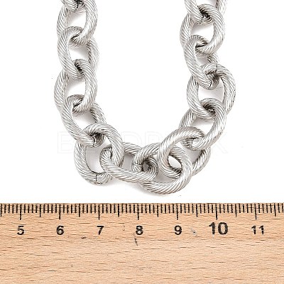 13MM 304 Stainless Steel Textured Cable Chain Necklaces NJEW-Z105-02P-1