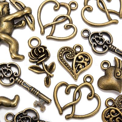 60Pcs 6 Style Tibetan Style Alloy Pendants FIND-LS0001-32AB-1