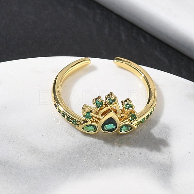 Brass Micro Pave Cubic Zirconia Cuff Open Rings RJEW-Z145-06G-1