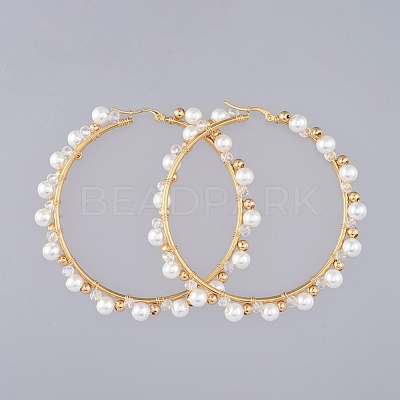 Beaded Hoop Earrings EJEW-JE03804-1
