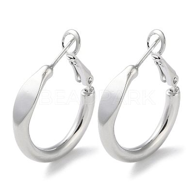 999 Fine Silver Ring Hoop Earrings EJEW-P296-22P-1