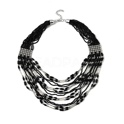Bohemia Style Glass Seed Bead Multi-strand Necklaces NJEW-H063-01P-05-1