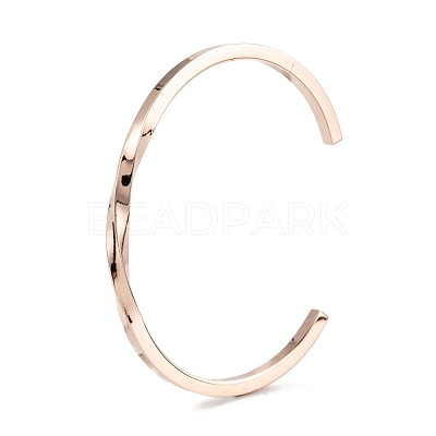 Ion Plating(IP) 304 Stainless Steel Cuff Bangles BJEW-K222-02RG-1