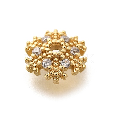 Rack Plating Brass Micro Pave Clear Cubic Zirconia Bead Caps KK-H508-22B-G-1