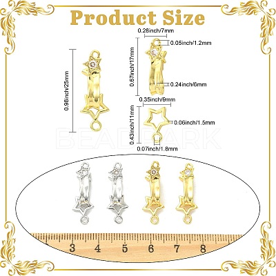 6Pcs 2 Colors Brass Micro Pave Clear Cubic Zirconia Interlocking Clasps KK-CJ0005-91-1