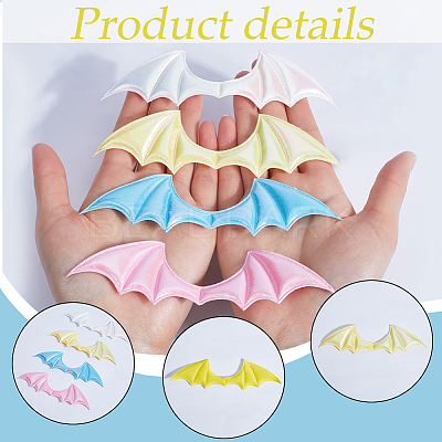 Demon Wing Rainbow Iridescent PU Leather Ornament Accessories DIY-WH0308-457B-1