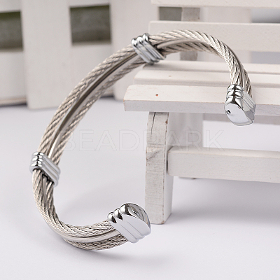 Tarnish Resistant Trendy Men's Torque Bangles BJEW-L111-02-1