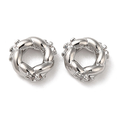 Brass Micro Pave Cubic Zirconia Beads KK-P239-29A-P-1