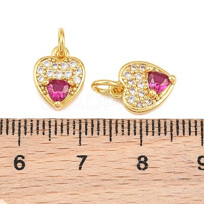 Brass Micro Pave Medium Violet Red Cubic Zirconia Charms CU-CBAB3AD-09G-01-1