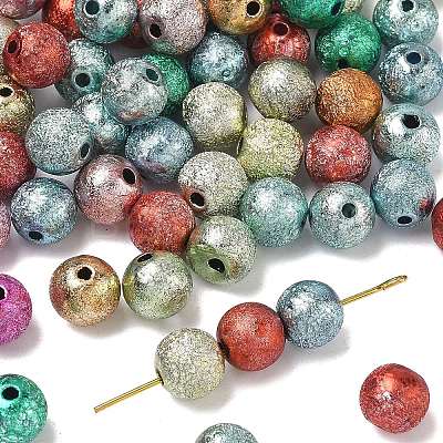 Spray Painted Acrylic Beads ACRP-Q018-8mm-M-1
