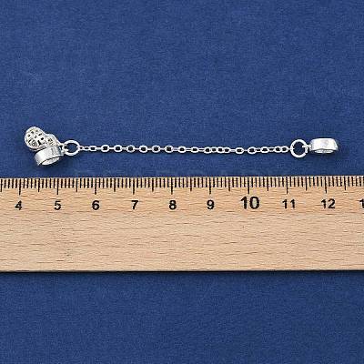 Brass Pave Clear Cubic Zirconia European Safety Chains with Charms KK-L236-15D-S-1