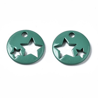 Spray Painted Brass Charms KK-Q252-003B-1