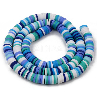 Handmade Polymer Clay Beads Strands CLAY-R089-6mm-102-1