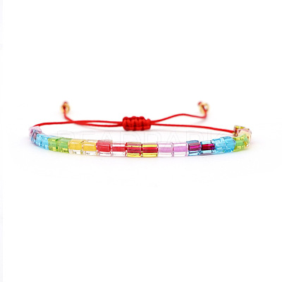 Bohemian Adjustable Handmade Glass Cube Beaded Braided Bracelets for women AV5814-1