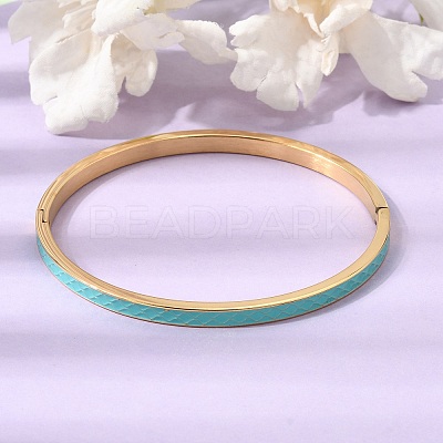 304 Stainless Steel Enamel Hinged Cuff Bangles for Women SA-CBAC920-15G-01-1