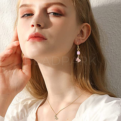 10Pcs Transparent Crackled Glass Cube Connector Charms PALLOY-JF03946-1