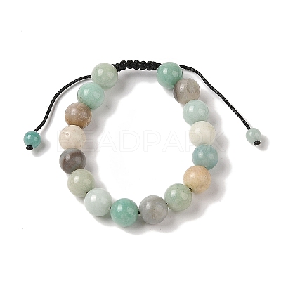 10mm Round Natural Flower Amazonite Braided Bead Bracelets BJEW-C067-01C-23-1