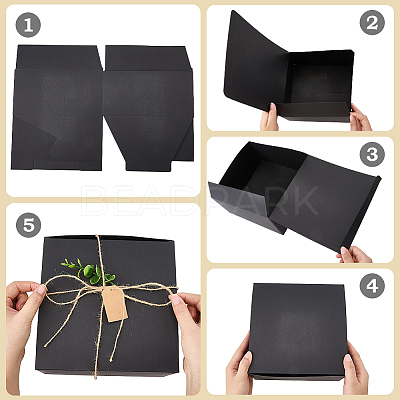 8Pcs Square Folding Kraft Paper Mailer Boxes CON-CP0001-018B-1
