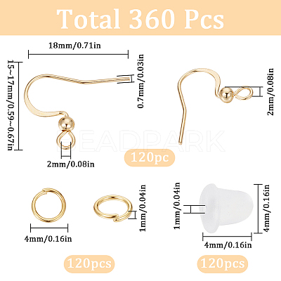 120Pcs 304 Stainless Steel French Earring Hooks with Ball STAS-SC0008-48-1