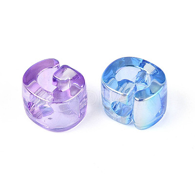 UV Plating Transparent Acrylic European Beads OACR-M027-02G-1