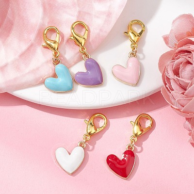 Heart Alloy Enamel Pendant Decoration HJEW-JM01491-1
