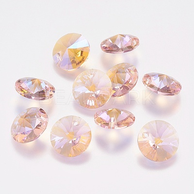 Faceted Glass Rhinestone Charms X-RGLA-F049-8mm-223PS-1
