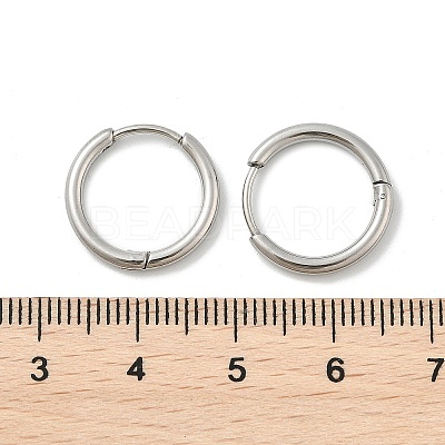 Tarnish Resistant 304 Stainless Steel Huggie Hoop Earrings EJEW-G272-02-12mm-P-1