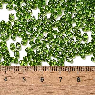 Spray Painted Glass Seed Beads SEED-F005-07A-02-1