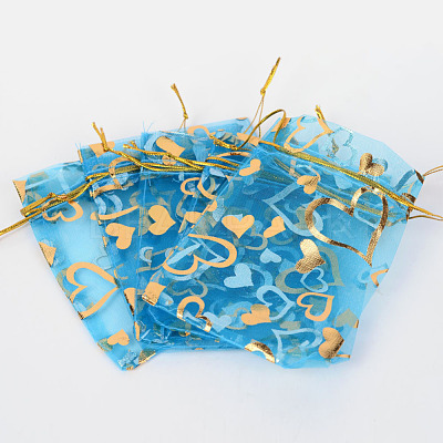 Heart Printed Organza Bags OP-R022-10x12-01-1