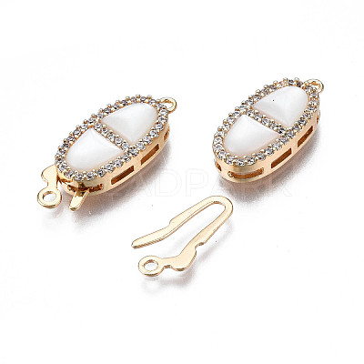 Brass Micro Pave Clear Cubic Zirconia Fishhook Clasps X-KK-Q278-001-NF-1