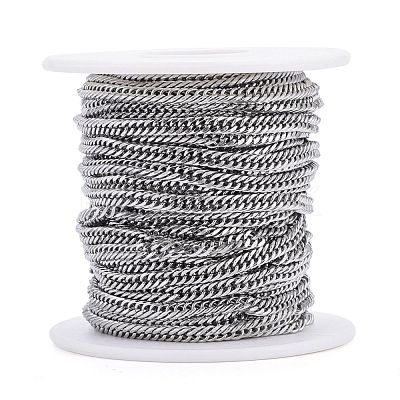 Tarnish Resistant 304 Stainless Steel Diamond Cut Chunky Curb Chains CHS-F013-02P-1