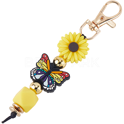 1Pc Silicone Cartoon Butterfly Flower Pendant Decorations HJEW-CP0001-17B-1
