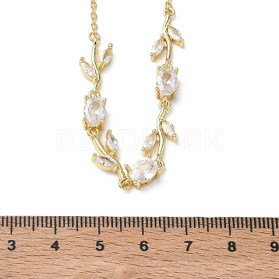 Brass Pave Cubic Zirconia Rose Flower Link Cable Chain Necklaces for Women NJEW-C121-05B-01G-1
