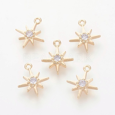 Brass Cubic Zirconia Charms X-ZIRC-Q002-143G-1