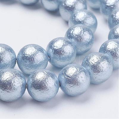 Wrinkle Textured Shell Pearl Beads Strands BSHE-E016-10mm-M-1