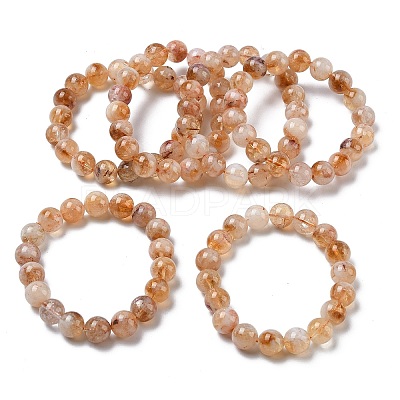 Natural Citrine Round Beads Stretch Bracelets for Women BJEW-Z158-03B-02-1