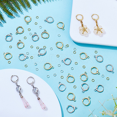 30 Pairs 2 Colors Brass Huggie Hoop Earring Findings KK-ME0003-68-1